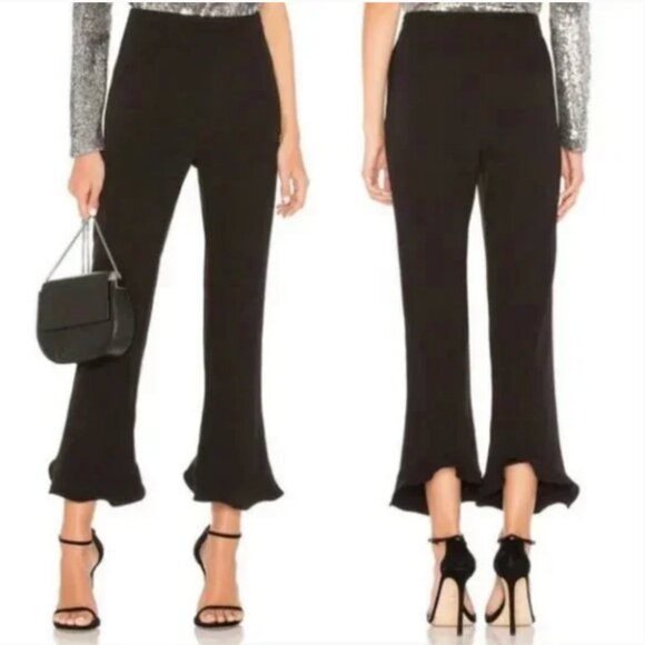 Bardot Black Frill Hem Pant in Black size 6 - Picture 1 of 10